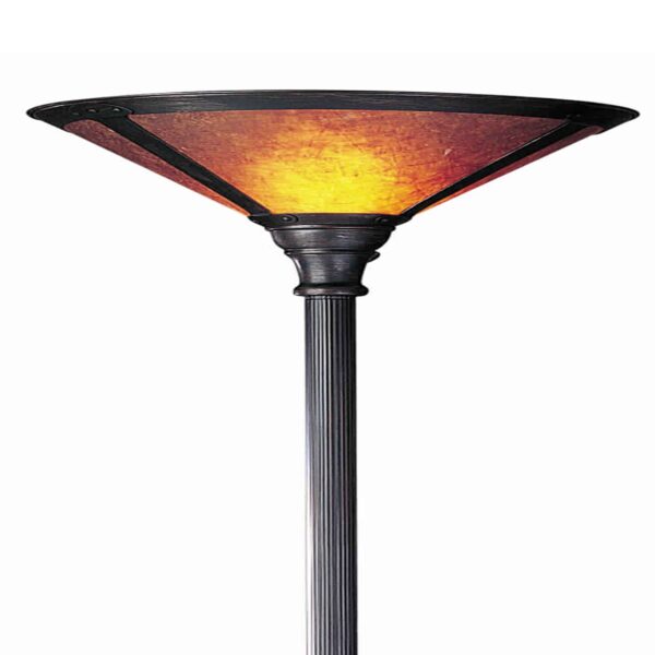 3 Way Metal Body Torchiere Lamp with Conical Mica Shade, Bronze