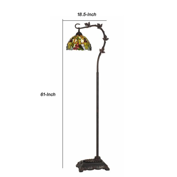Downbridge Metal Tiffany Floor Lamp with Leaf Accents, Multicolor
