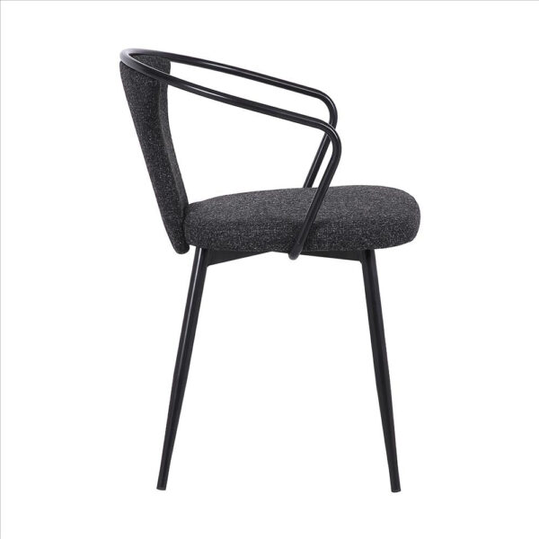 19 Inch Modern Fabric Dining Chair with Curved Back, Black