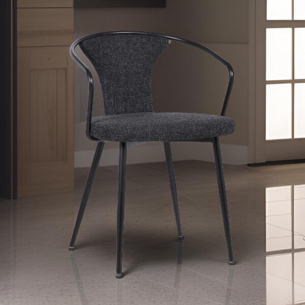 19 Inch Modern Fabric Dining Chair with Curved Back, Black