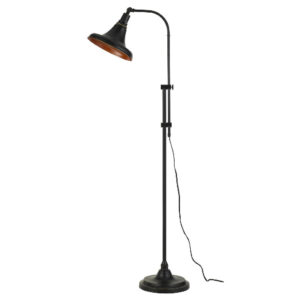 47 Inch Adjustable Metal Floor Lamp and Tapered Shade, Black