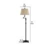 Metal Body Floor Lamp with Fabric Tapered Bell Shade, Beige and Black