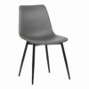Leatherette Dining Chair with Bucket Seat and Metal Legs, Gray and Black