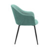 23 Inch Modern Dining Chair, Curved Back, Polyester, Metal Legs, Teal Blue