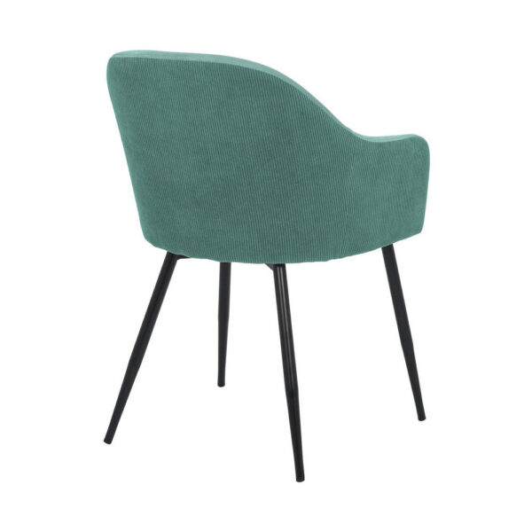 23 Inch Modern Dining Chair, Curved Back, Polyester, Metal Legs, Teal Blue