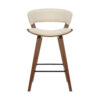 27 Inches Saddle Seat Leatherette Counter Stool, Cream and Brown