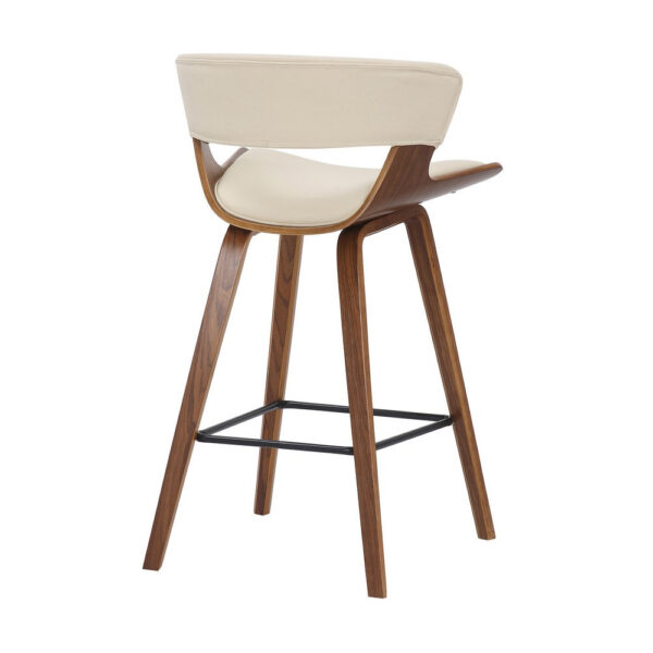 27 Inches Saddle Seat Leatherette Counter Stool, Cream and Brown