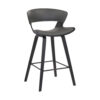 27 Inches Saddle Seat Leatherette Counter Stool, Gray