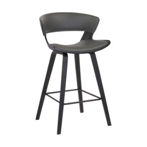 27 Inches Saddle Seat Leatherette Counter Stool, Gray