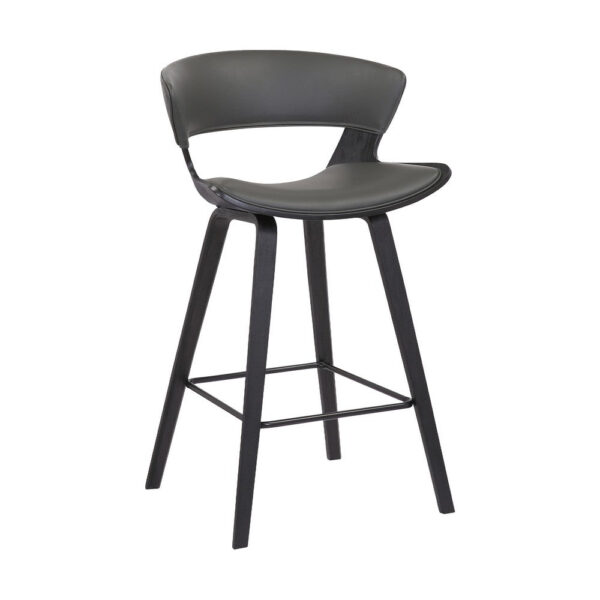 27 Inches Saddle Seat Leatherette Counter Stool, Gray