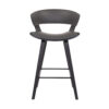 27 Inches Saddle Seat Leatherette Counter Stool, Gray
