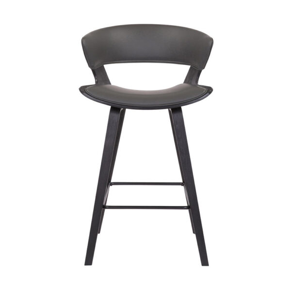 27 Inches Saddle Seat Leatherette Counter Stool, Gray