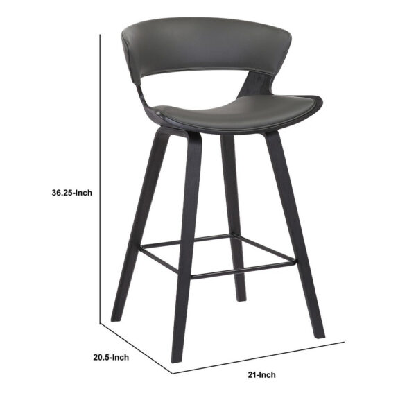 27 Inches Saddle Seat Leatherette Counter Stool, Gray