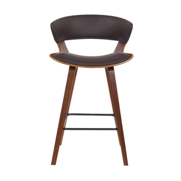 27 Inches Saddle Seat Leatherette Counter Stool, Brown