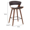 27 Inches Saddle Seat Leatherette Counter Stool, Brown