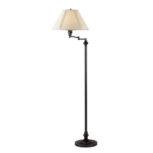 150 Watt Metal Floor Lamp with Swing Arm and Fabric Conical Shade, Black
