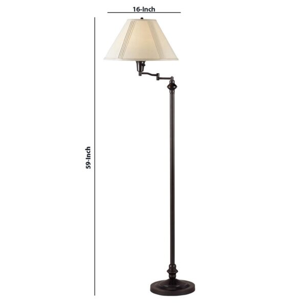 150 Watt Metal Floor Lamp with Swing Arm and Fabric Conical Shade, Black