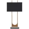 U Shaped Metal Body Table Lamp with Marble Base, Gold and Black