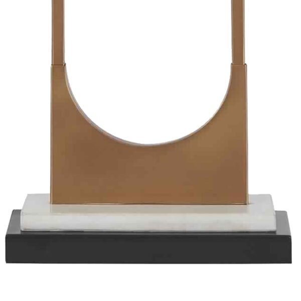 U Shaped Metal Body Table Lamp with Marble Base, Gold and Black