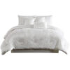 Jay 7 Piece Queen Comforter Set, White Polyester Velvet Deluxe Texture