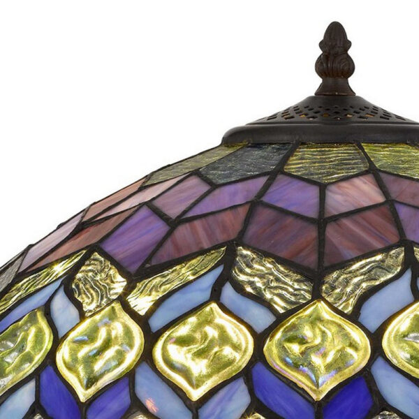 120 Watt Tiffany Table Lamp with Engraved Base, Multicolor