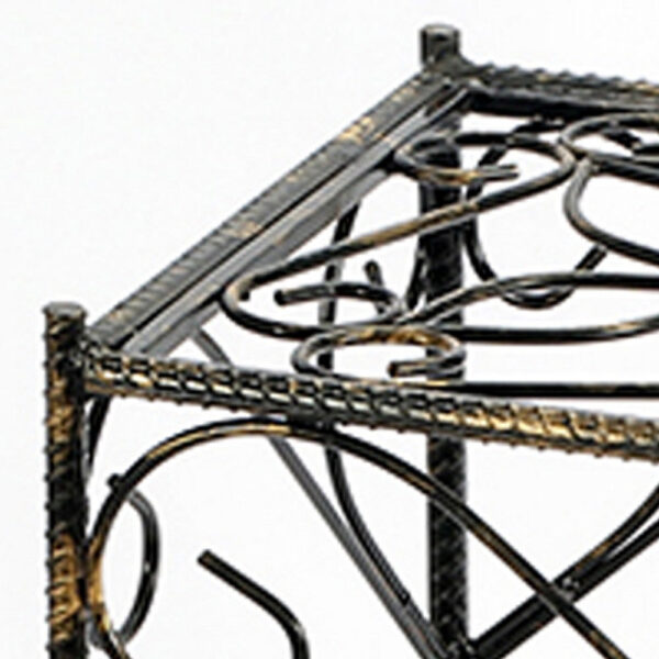 Scrolled Metal Frame Plant Stand with Square Top, Large, Black