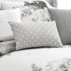 7 Piece Cotton Queen Comforter Set with Floral Print, Gray and White