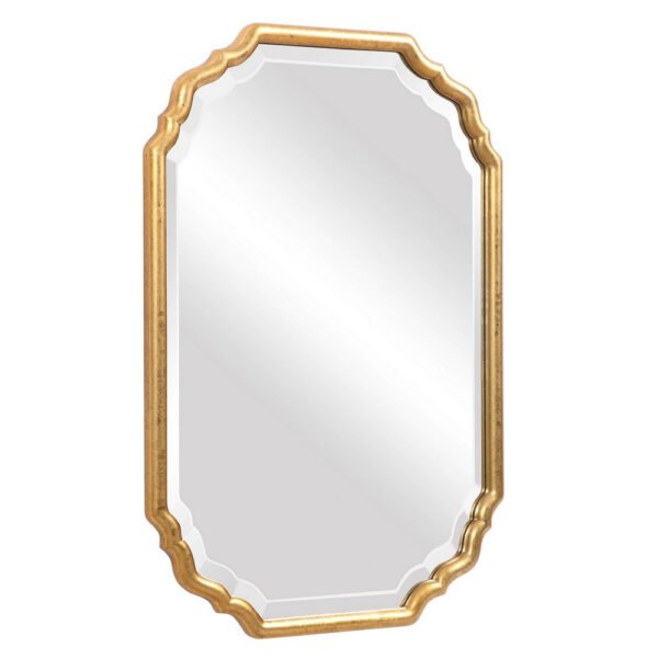 32 Inches Curved Design Wooden Vanity Mirror, Gold