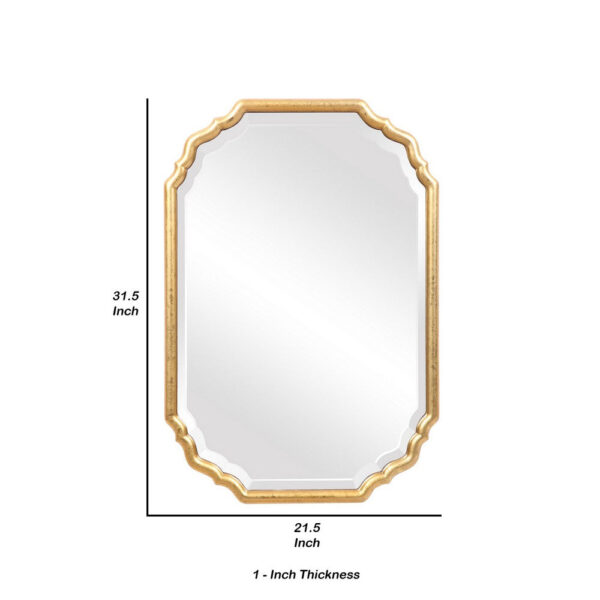 32 Inches Curved Design Wooden Vanity Mirror, Gold