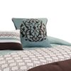 Quatrefoil King Size 8 Piece Fabric Comforter Set , Brown and Blue