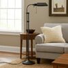 Metal Rectangular Floor Lamp with Adjustable Pole, Dark Bronze