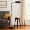 Metal Rectangular Floor Lamp with Adjustable Pole, Dark Bronze