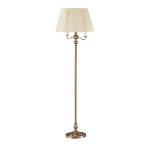 150 Watt 6 Way Metal Floor Lamp with Fabric Tapered Shade, Gold