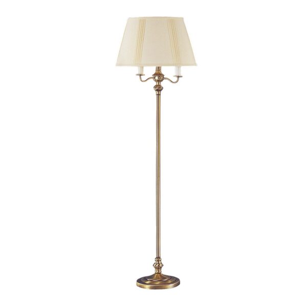 150 Watt 6 Way Metal Floor Lamp with Fabric Tapered Shade, Gold