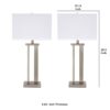 Metal Frame Table Lamp with Hardback Shade, Set of 2, White and Silver