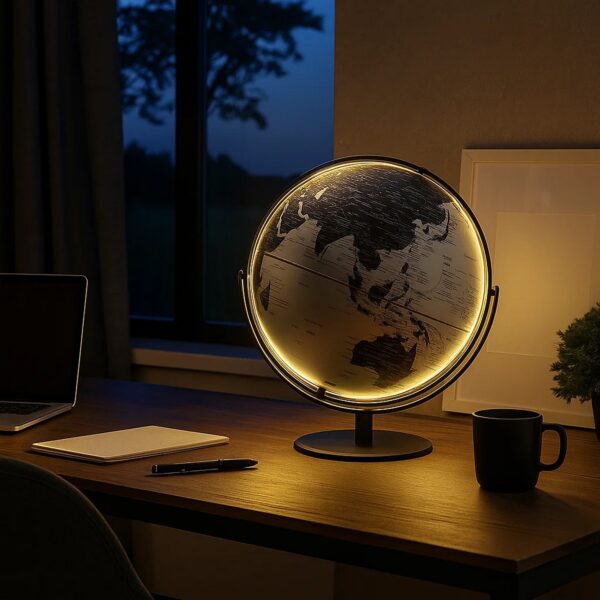 Globe Accent Decor with Inbuilt LED, Black and Gray