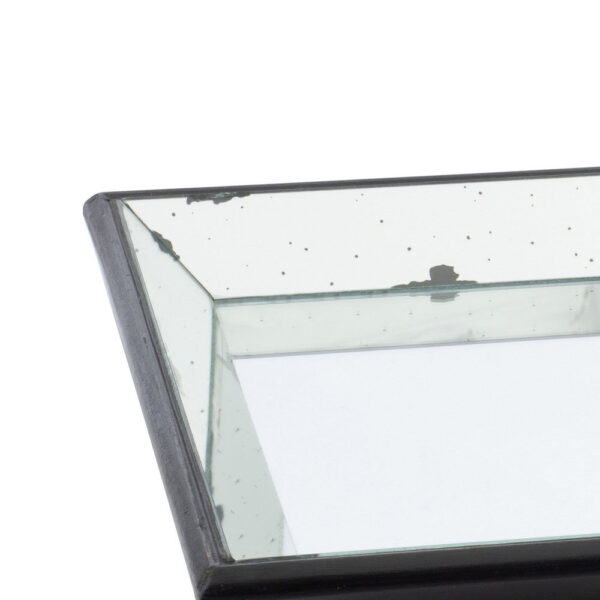 24 Inch Square Decorative Tray with Mirrored Surface, Modern Style, Black