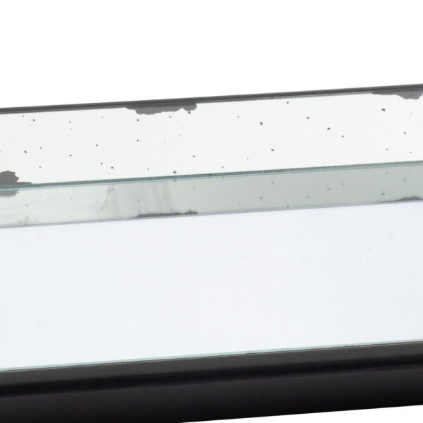 24 Inch Square Decorative Tray with Mirrored Surface, Modern Style, Black