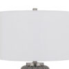 29 Inch Ceramic Curved Table Lamp with Stripes, Dimmer, Gray