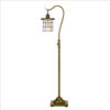 60 Inch Metal Downbridge Design Floor Lamp with Caged Shade, Antique Brass