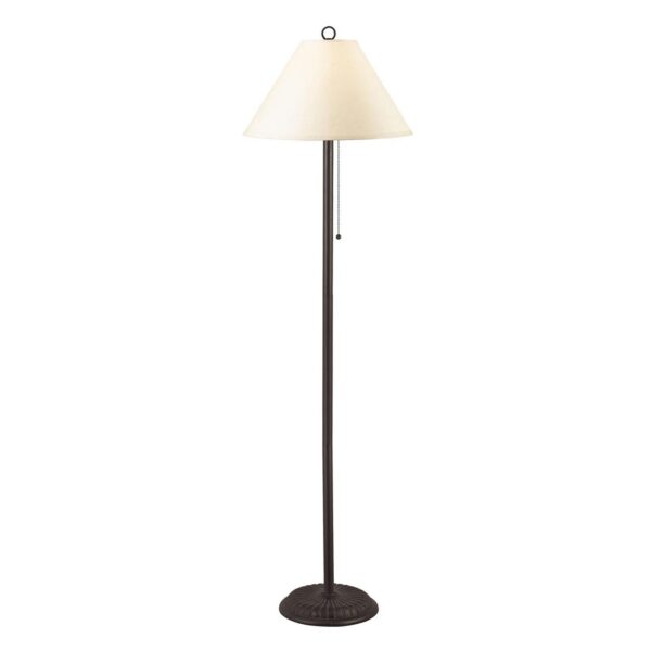 Metal Floor Lamp with Pull Chain Switch and Paper Shade, Off White and Black