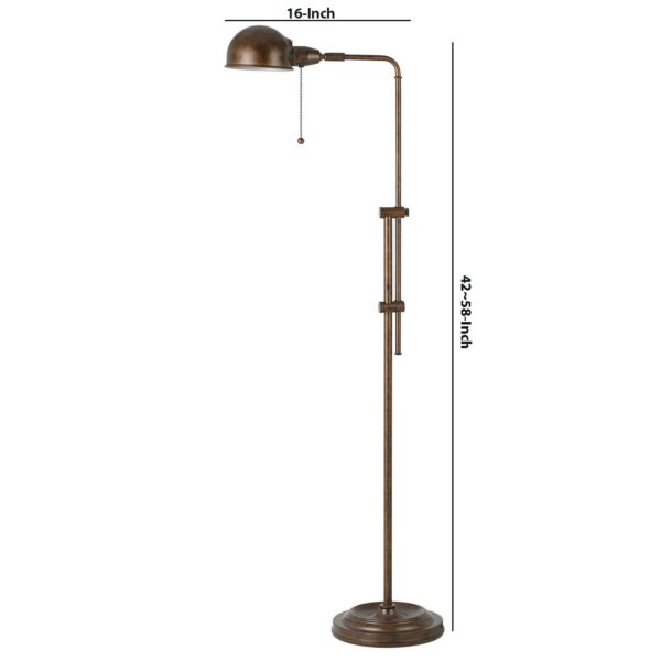 Adjustable Height Metal Pharmacy Lamp with Pull Chain Switch, Bronze