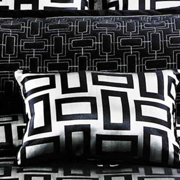 6 Piece Polyester King Comforter Set with Geometric Print, Gray and Black