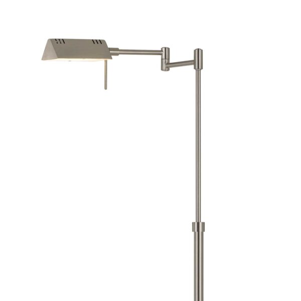 10W LED Adjustable Metal Floor Lamp with Swing Arm, Chrome