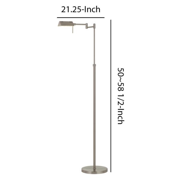 10W LED Adjustable Metal Floor Lamp with Swing Arm, Chrome