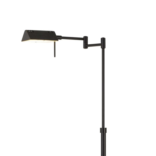 10W LED Adjustable Metal Floor Lamp with Swing Arm, Black