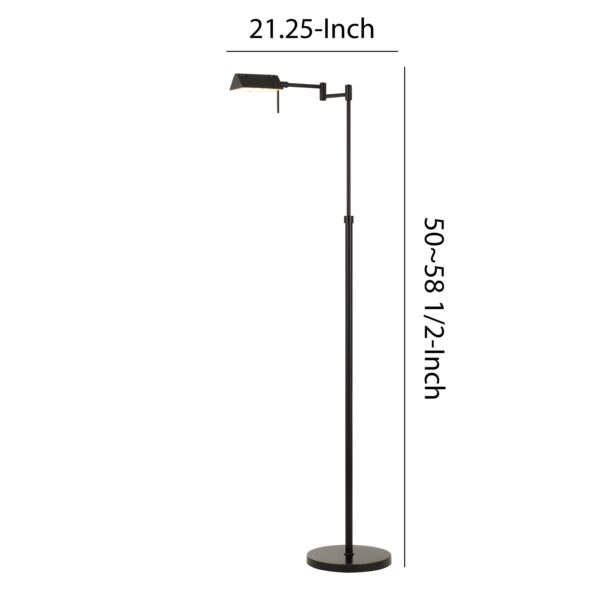 10W LED Adjustable Metal Floor Lamp with Swing Arm, Black