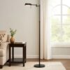 10W LED Adjustable Metal Floor Lamp with Swing Arm, Black