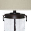 Drum Shade Table Lamp with Glass Insert Base, Bronze