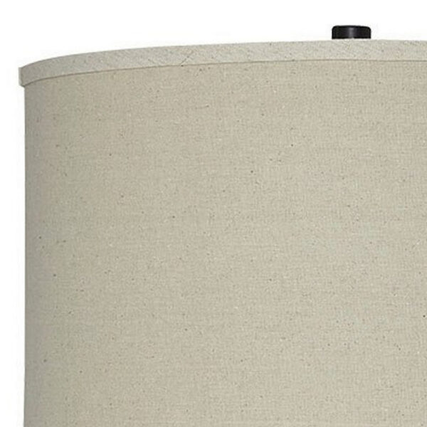 Drum Shade Table Lamp with Glass Insert Base, Bronze